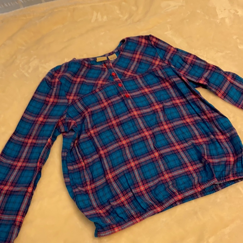 L.L.Bean Girls Plaid Top, 16